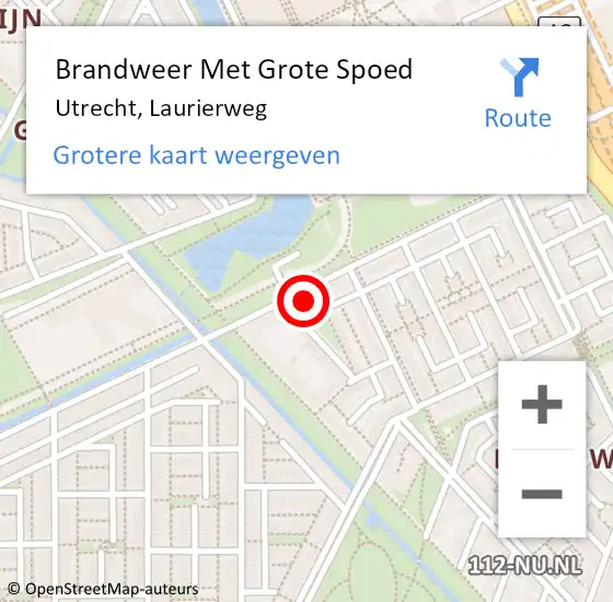 Locatie op kaart van de 112 melding: Brandweer Met Grote Spoed Naar Utrecht, Laurierweg op 2 oktober 2023 20:02