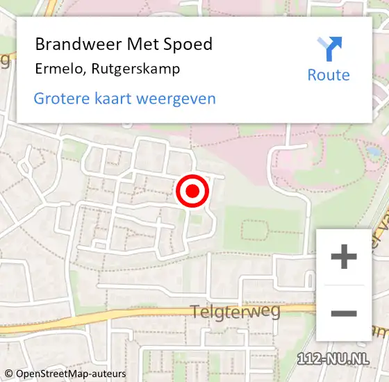 Locatie op kaart van de 112 melding: Brandweer Met Spoed Naar Ermelo, Rutgerskamp op 2 oktober 2023 20:04