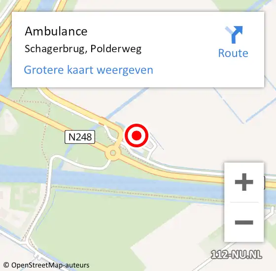 Locatie op kaart van de 112 melding: Ambulance Schagerbrug, Polderweg op 2 oktober 2023 20:33