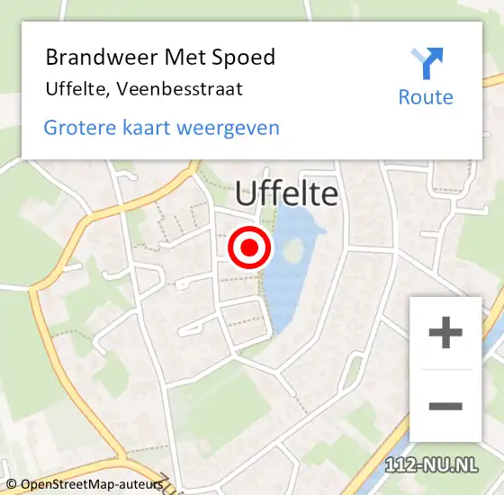 Locatie op kaart van de 112 melding: Brandweer Met Spoed Naar Uffelte, Veenbesstraat op 2 oktober 2023 20:46
