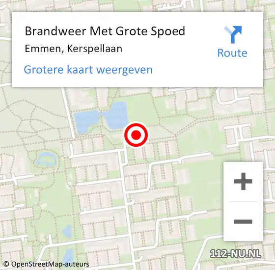 Locatie op kaart van de 112 melding: Brandweer Met Grote Spoed Naar Emmen, Kerspellaan op 2 oktober 2023 20:46