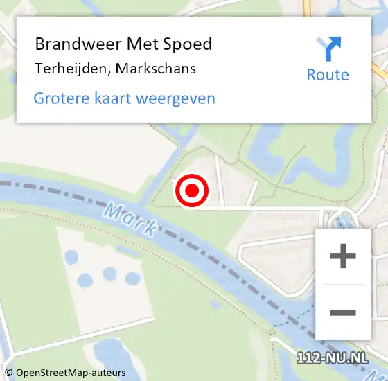 Locatie op kaart van de 112 melding: Brandweer Met Spoed Naar Terheijden, Markschans op 2 oktober 2023 20:52