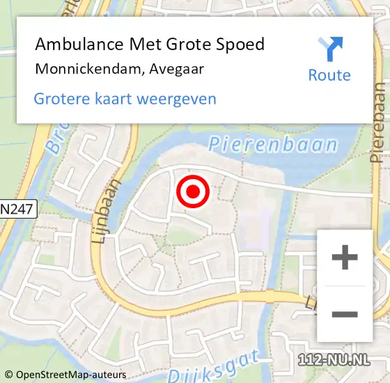 Locatie op kaart van de 112 melding: Ambulance Met Grote Spoed Naar Monnickendam, Avegaar op 2 oktober 2023 22:22