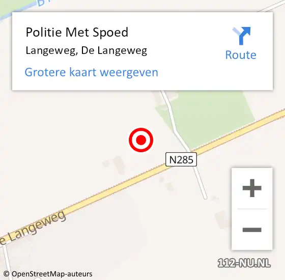Locatie op kaart van de 112 melding: Politie Met Spoed Naar Langeweg, De Langeweg op 2 oktober 2023 22:33