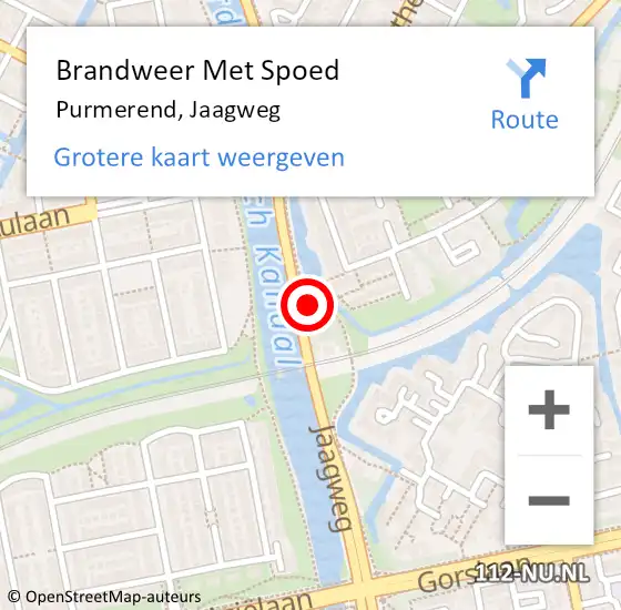 Locatie op kaart van de 112 melding: Brandweer Met Spoed Naar Purmerend, Jaagweg op 2 oktober 2023 22:35