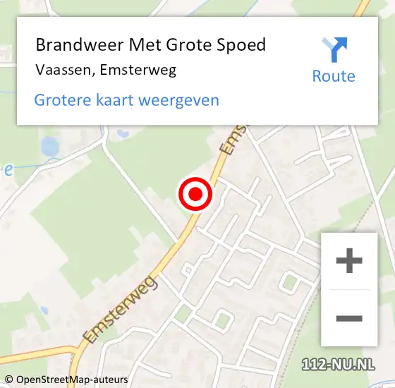 Locatie op kaart van de 112 melding: Brandweer Met Grote Spoed Naar Vaassen, Emsterweg op 2 oktober 2023 23:54