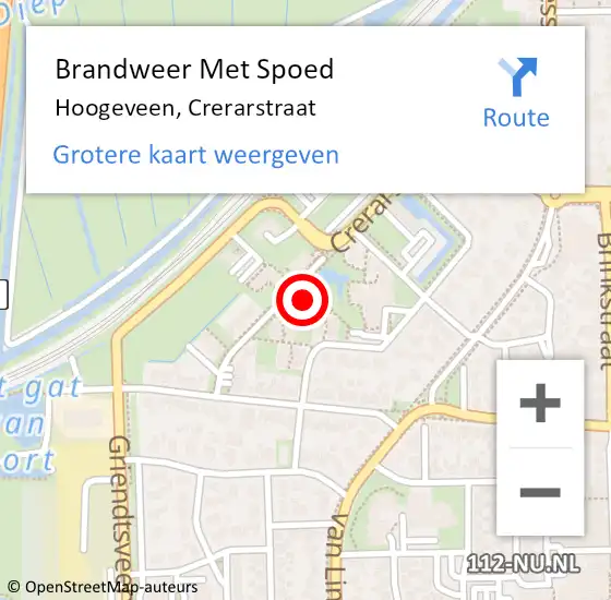 Locatie op kaart van de 112 melding: Brandweer Met Spoed Naar Hoogeveen, Crerarstraat op 2 oktober 2023 23:56