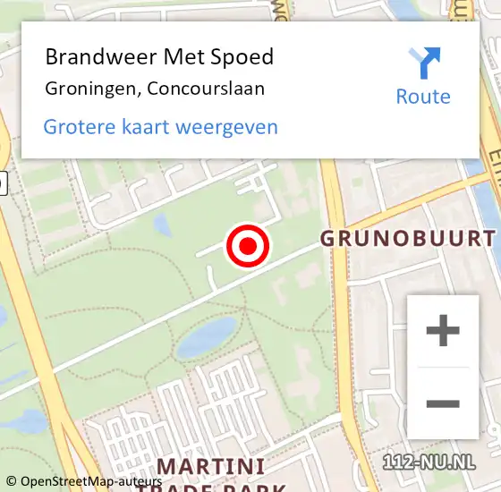 Locatie op kaart van de 112 melding: Brandweer Met Spoed Naar Groningen, Concourslaan op 3 oktober 2023 00:08