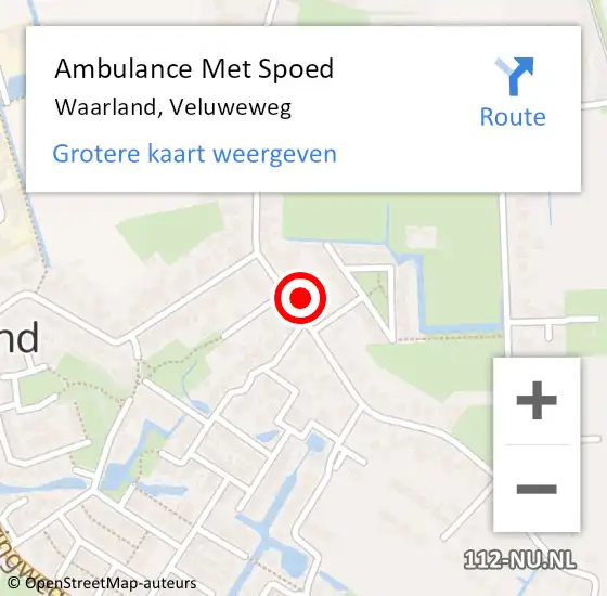 Locatie op kaart van de 112 melding: Ambulance Met Spoed Naar Waarland, Veluweweg op 3 oktober 2023 00:16