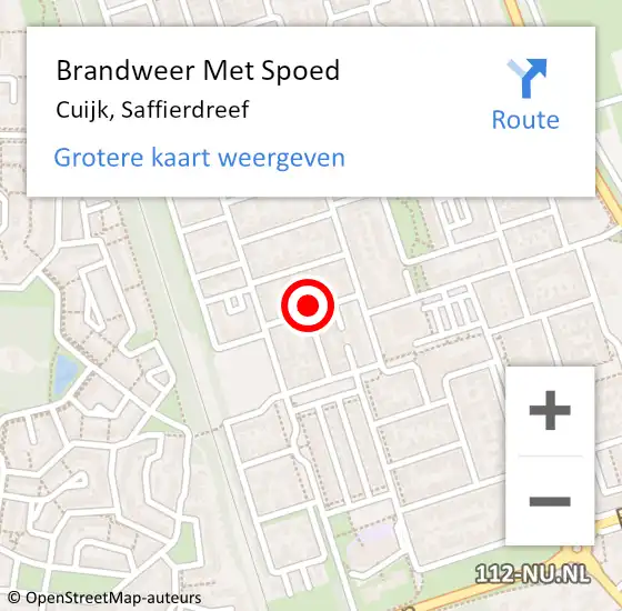 Locatie op kaart van de 112 melding: Brandweer Met Spoed Naar Cuijk, Saffierdreef op 3 oktober 2023 00:16