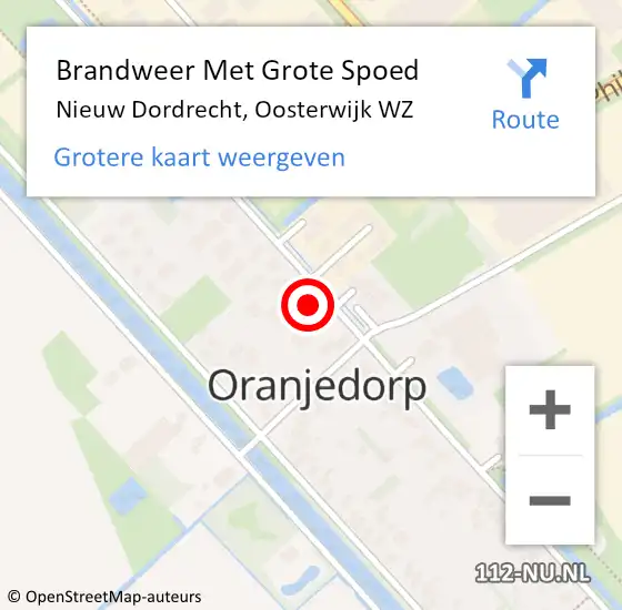 Locatie op kaart van de 112 melding: Brandweer Met Grote Spoed Naar Nieuw Dordrecht, Oosterwijk WZ op 3 oktober 2023 00:28