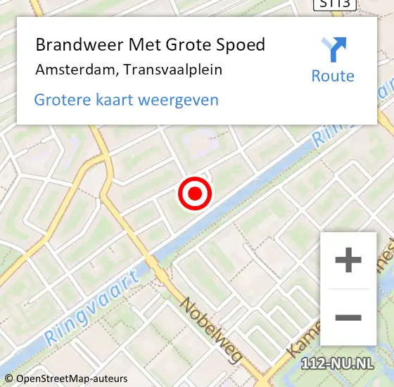 Locatie op kaart van de 112 melding: Brandweer Met Grote Spoed Naar Amsterdam, Transvaalplein op 3 oktober 2023 00:55