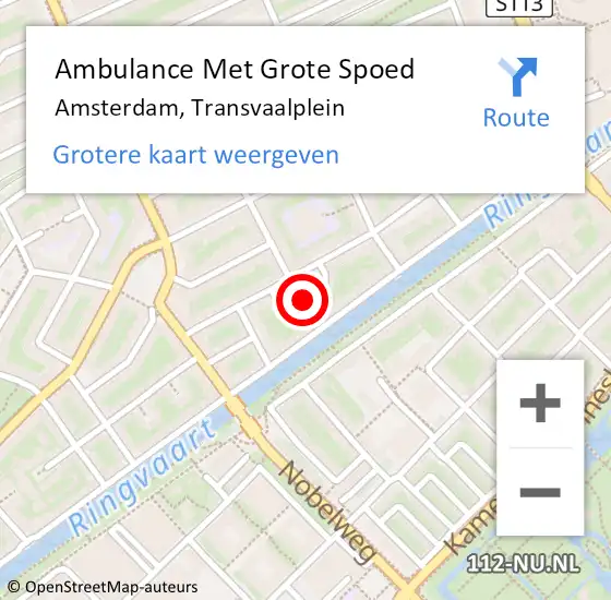 Locatie op kaart van de 112 melding: Ambulance Met Grote Spoed Naar Amsterdam, Transvaalplein op 3 oktober 2023 00:55