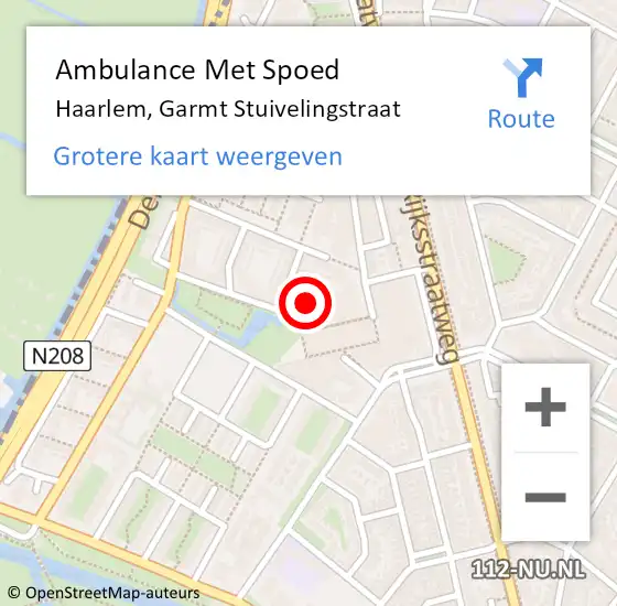 Locatie op kaart van de 112 melding: Ambulance Met Spoed Naar Haarlem, Garmt Stuivelingstraat op 3 oktober 2023 01:19