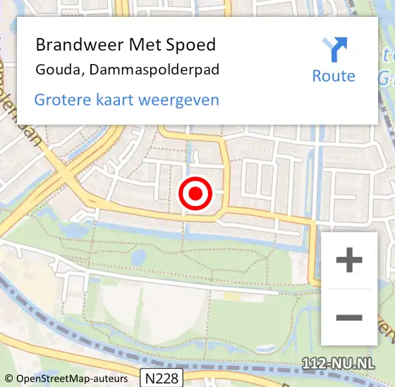 Locatie op kaart van de 112 melding: Brandweer Met Spoed Naar Gouda, Dammaspolderpad op 3 oktober 2023 01:55