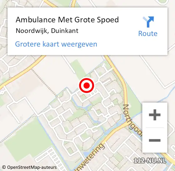 Locatie op kaart van de 112 melding: Ambulance Met Grote Spoed Naar Noordwijk, Duinkant op 3 oktober 2023 02:43