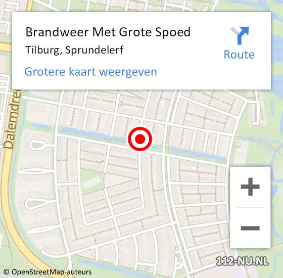 Locatie op kaart van de 112 melding: Brandweer Met Grote Spoed Naar Tilburg, Sprundelerf op 3 oktober 2023 03:34