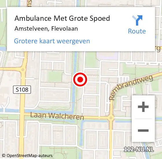Locatie op kaart van de 112 melding: Ambulance Met Grote Spoed Naar Amstelveen, Flevolaan op 3 oktober 2023 07:02