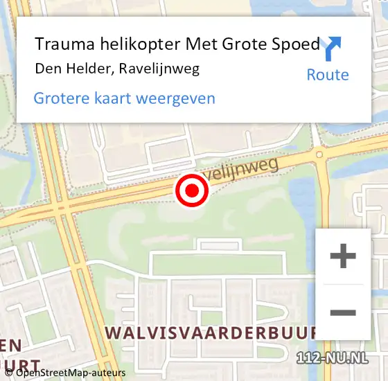Locatie op kaart van de 112 melding: Trauma helikopter Met Grote Spoed Naar Den Helder, Ravelijnweg op 3 oktober 2023 07:10