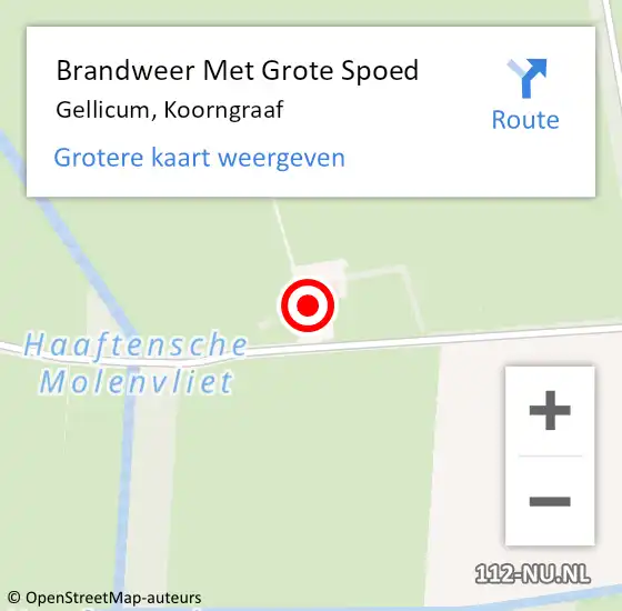 Locatie op kaart van de 112 melding: Brandweer Met Grote Spoed Naar Gellicum, Koorngraaf op 3 oktober 2023 07:12