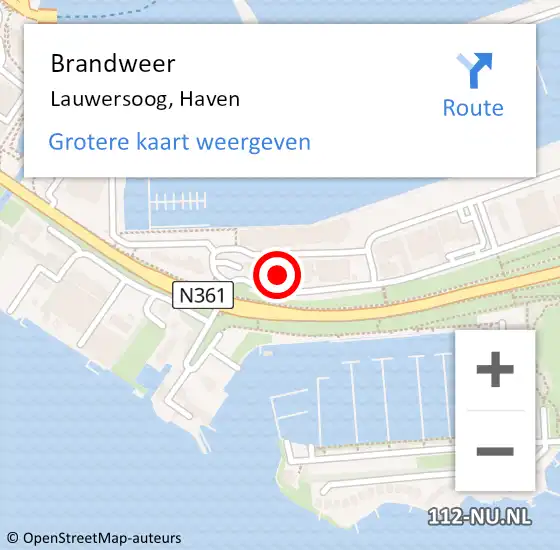 Locatie op kaart van de 112 melding: Brandweer Lauwersoog, Haven op 10 september 2014 11:14