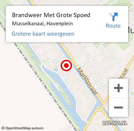 Locatie op kaart van de 112 melding: Brandweer Met Grote Spoed Naar Musselkanaal, Havenplein op 3 oktober 2023 07:43