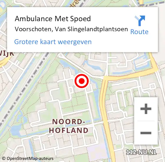 Locatie op kaart van de 112 melding: Ambulance Met Spoed Naar Voorschoten, Van Slingelandtplantsoen op 3 oktober 2023 08:09