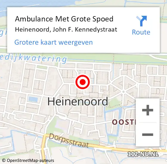 Locatie op kaart van de 112 melding: Ambulance Met Grote Spoed Naar Heinenoord, John F. Kennedystraat op 3 oktober 2023 08:15