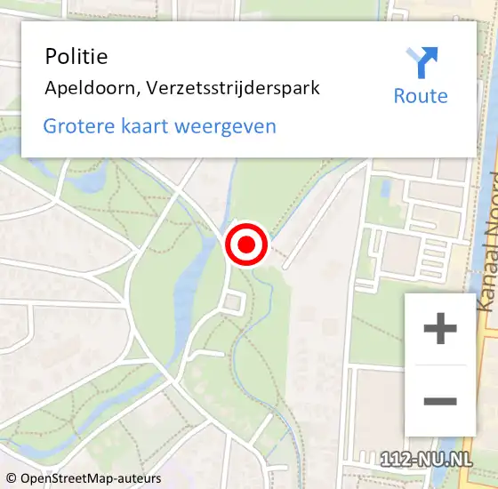 Locatie op kaart van de 112 melding: Politie Apeldoorn, Verzetsstrijderspark op 3 oktober 2023 08:23