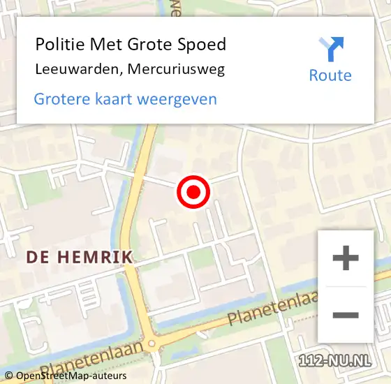 Locatie op kaart van de 112 melding: Politie Met Grote Spoed Naar Leeuwarden, Mercuriusweg op 3 oktober 2023 08:28