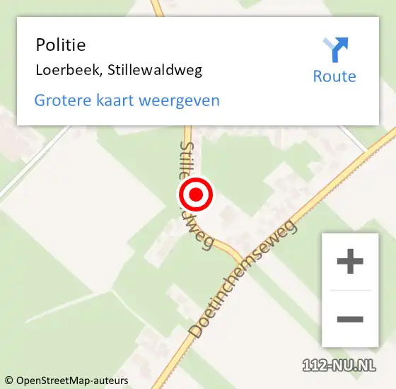 Locatie op kaart van de 112 melding: Politie Loerbeek, Stillewaldweg op 3 oktober 2023 08:32