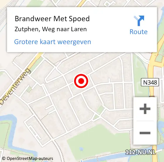 Locatie op kaart van de 112 melding: Brandweer Met Spoed Naar Zutphen, Weg naar Laren op 3 oktober 2023 08:35