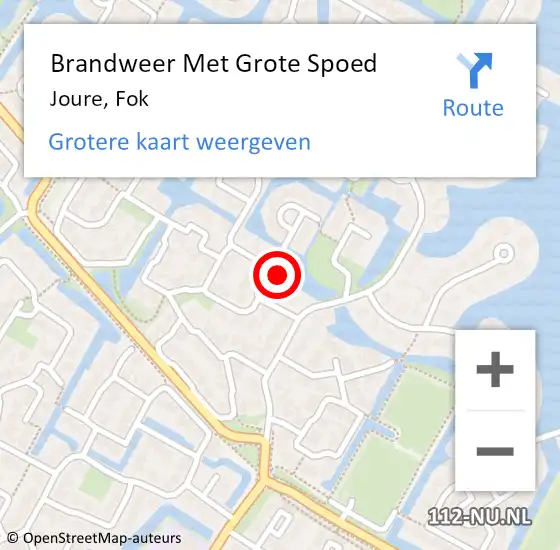 Locatie op kaart van de 112 melding: Brandweer Met Grote Spoed Naar Joure, Fok op 3 oktober 2023 08:40