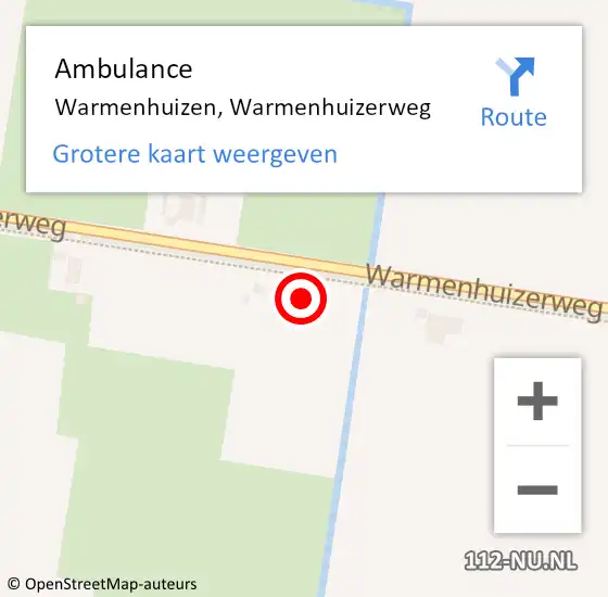 Locatie op kaart van de 112 melding: Ambulance Warmenhuizen, Warmenhuizerweg op 3 oktober 2023 08:40