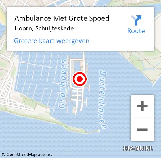 Locatie op kaart van de 112 melding: Ambulance Met Grote Spoed Naar Hoorn, Schuijteskade op 3 oktober 2023 08:51