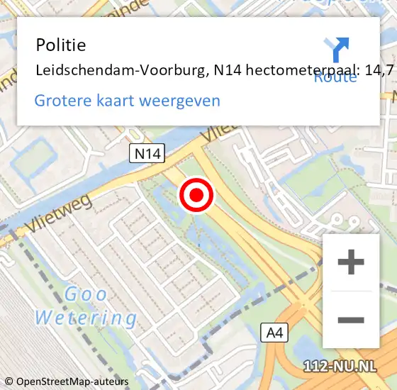 Locatie op kaart van de 112 melding: Politie Leidschendam-Voorburg, N14 hectometerpaal: 14,7 op 3 oktober 2023 09:06