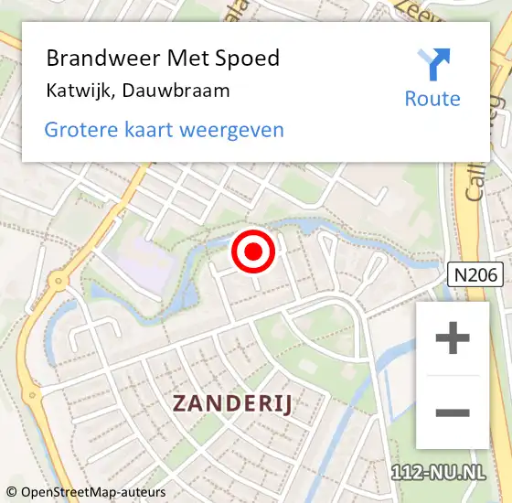 Locatie op kaart van de 112 melding: Brandweer Met Spoed Naar Katwijk, Dauwbraam op 3 oktober 2023 09:42