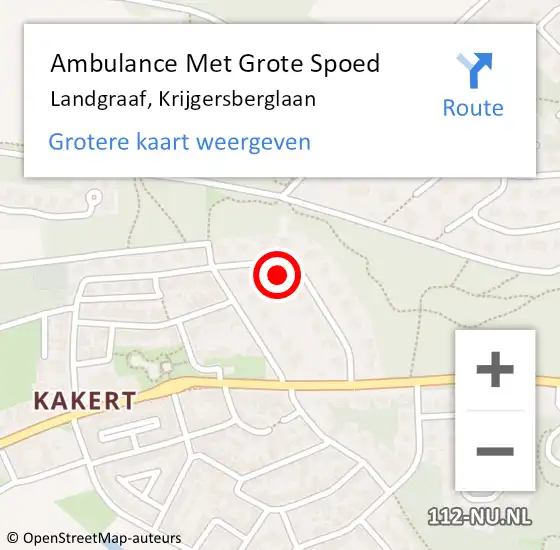 Locatie op kaart van de 112 melding: Ambulance Met Grote Spoed Naar Landgraaf, Krijgersberglaan op 10 september 2014 11:23