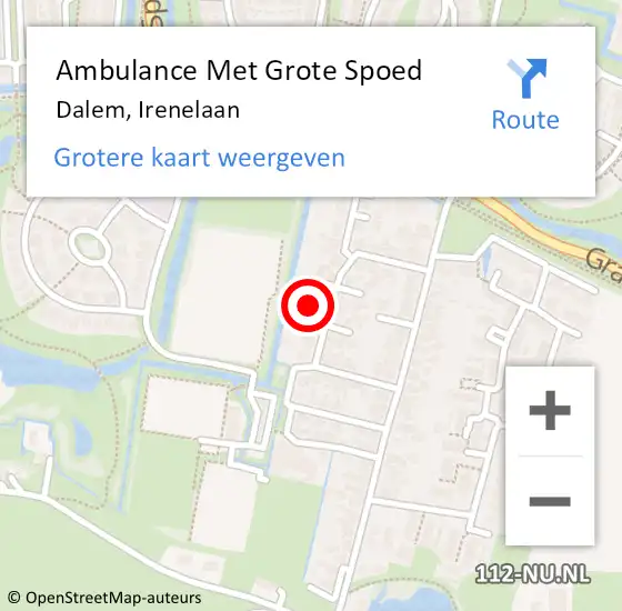 Locatie op kaart van de 112 melding: Ambulance Met Grote Spoed Naar Dalem, Irenelaan op 3 oktober 2023 10:07