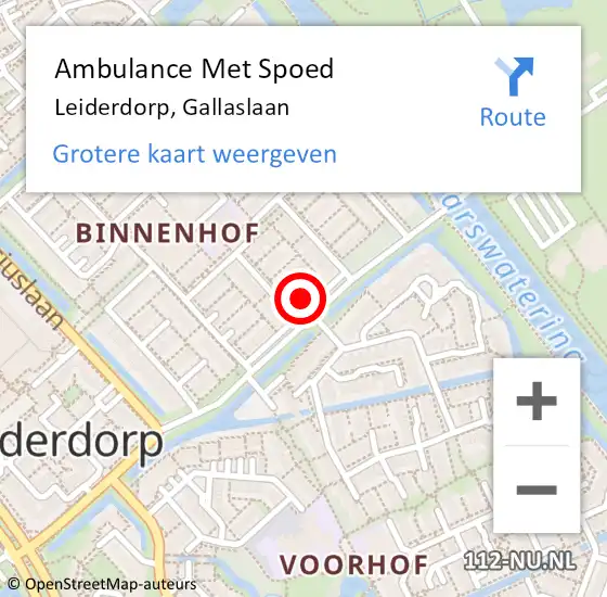 Locatie op kaart van de 112 melding: Ambulance Met Spoed Naar Leiderdorp, Gallaslaan op 3 oktober 2023 10:21