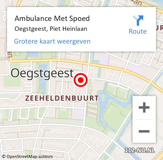 Locatie op kaart van de 112 melding: Ambulance Met Spoed Naar Oegstgeest, Piet Heinlaan op 3 oktober 2023 10:23