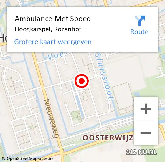 Locatie op kaart van de 112 melding: Ambulance Met Spoed Naar Hoogkarspel, Rozenhof op 3 oktober 2023 10:48