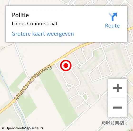 Locatie op kaart van de 112 melding: Politie Linne, Connorstraat op 3 oktober 2023 10:49