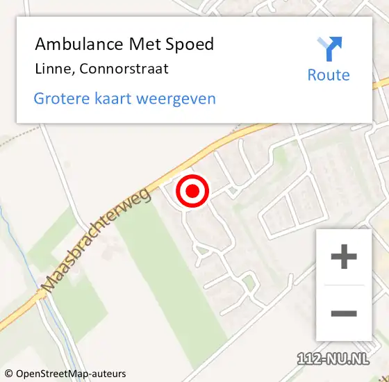Locatie op kaart van de 112 melding: Ambulance Met Spoed Naar Linne, Connorstraat op 3 oktober 2023 10:50