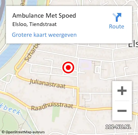 Locatie op kaart van de 112 melding: Ambulance Met Spoed Naar Elsloo, Tiendstraat op 10 september 2014 11:31