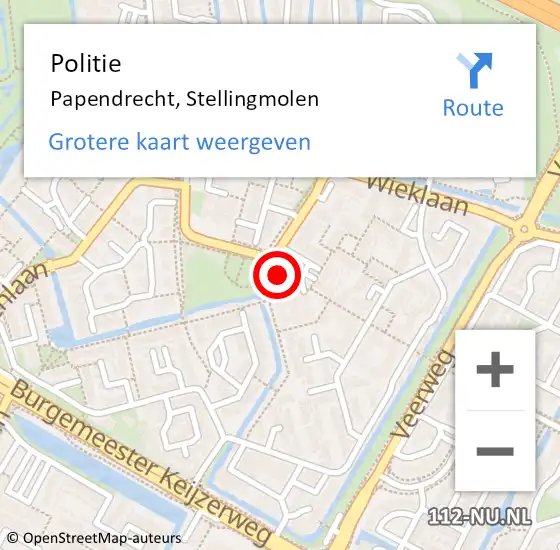 Locatie op kaart van de 112 melding: Politie Papendrecht, Stellingmolen op 3 oktober 2023 11:22