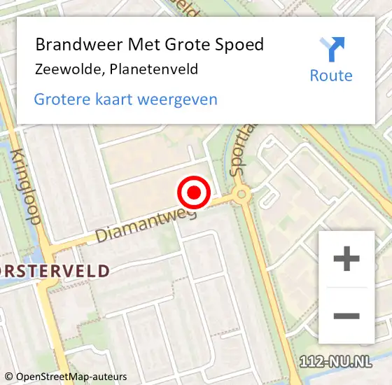 Locatie op kaart van de 112 melding: Brandweer Met Grote Spoed Naar Zeewolde, Planetenveld op 3 oktober 2023 11:25