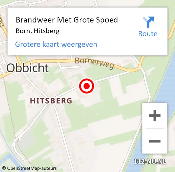 Locatie op kaart van de 112 melding: Brandweer Met Grote Spoed Naar Born, Hitsberg op 3 oktober 2023 11:37