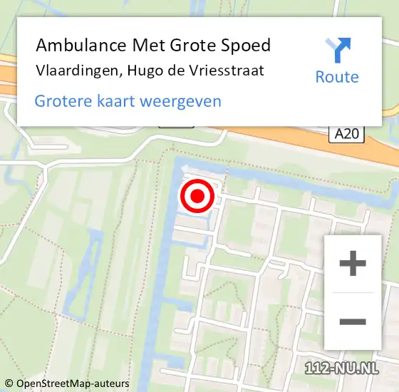 Locatie op kaart van de 112 melding: Ambulance Met Grote Spoed Naar Vlaardingen, Hugo de Vriesstraat op 3 oktober 2023 11:57