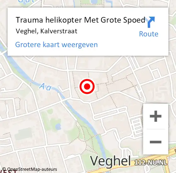 Locatie op kaart van de 112 melding: Trauma helikopter Met Grote Spoed Naar Veghel, Kalverstraat op 3 oktober 2023 11:57